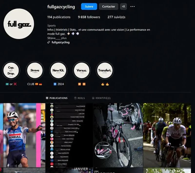 Compte Instagram fullgazcycling